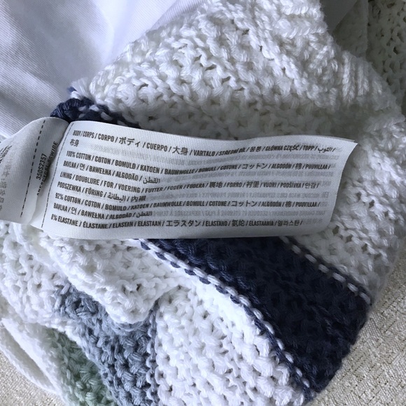 Hollister Knit Top Scallop Hem Adjustable Straps Tie in Back White with Stipes - Picture 9 of 10